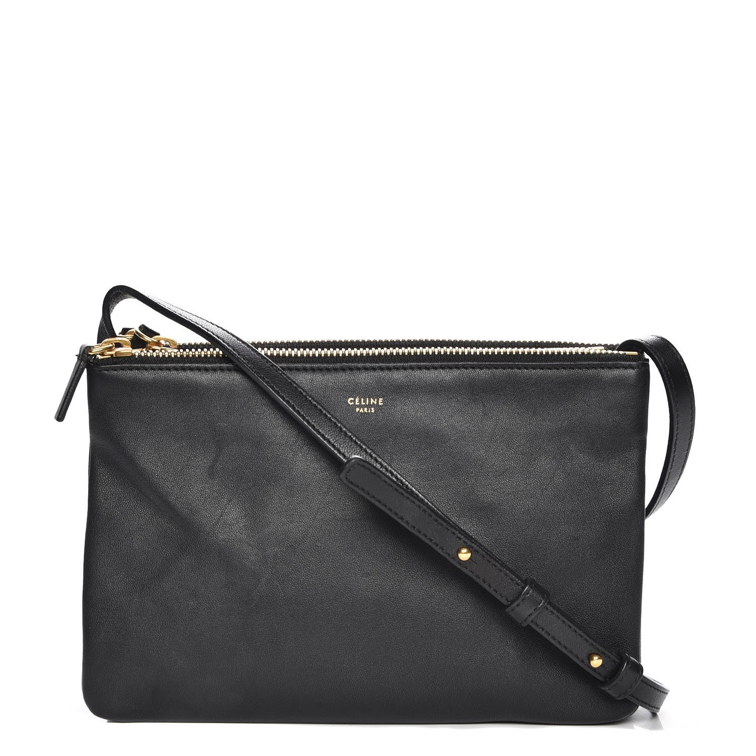 Celine Lambskin Small Trio Crossbody Bag Black 1 of 9