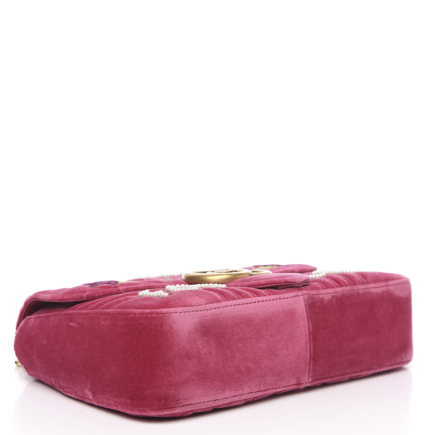 Velvet Matelasse Blind for Love Embroidered Medium GG Marmont Shoulder Bag Light Raspberry Rose Multicolor