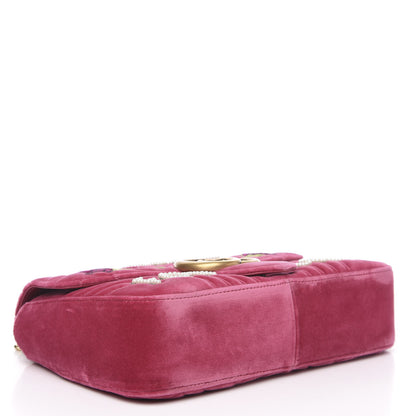 Gucci Velvet Matelasse Blind for Love Embroidered Medium GG Marmont Shoulder Bag Light Raspberry Rose Multicolor 3 of 9