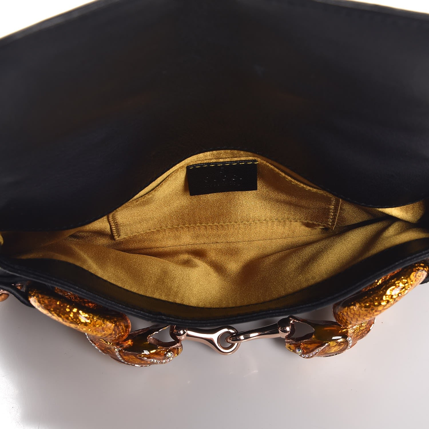 Gucci Goatskin Studded Crystal Horsebit Clutch Black 5 of 9