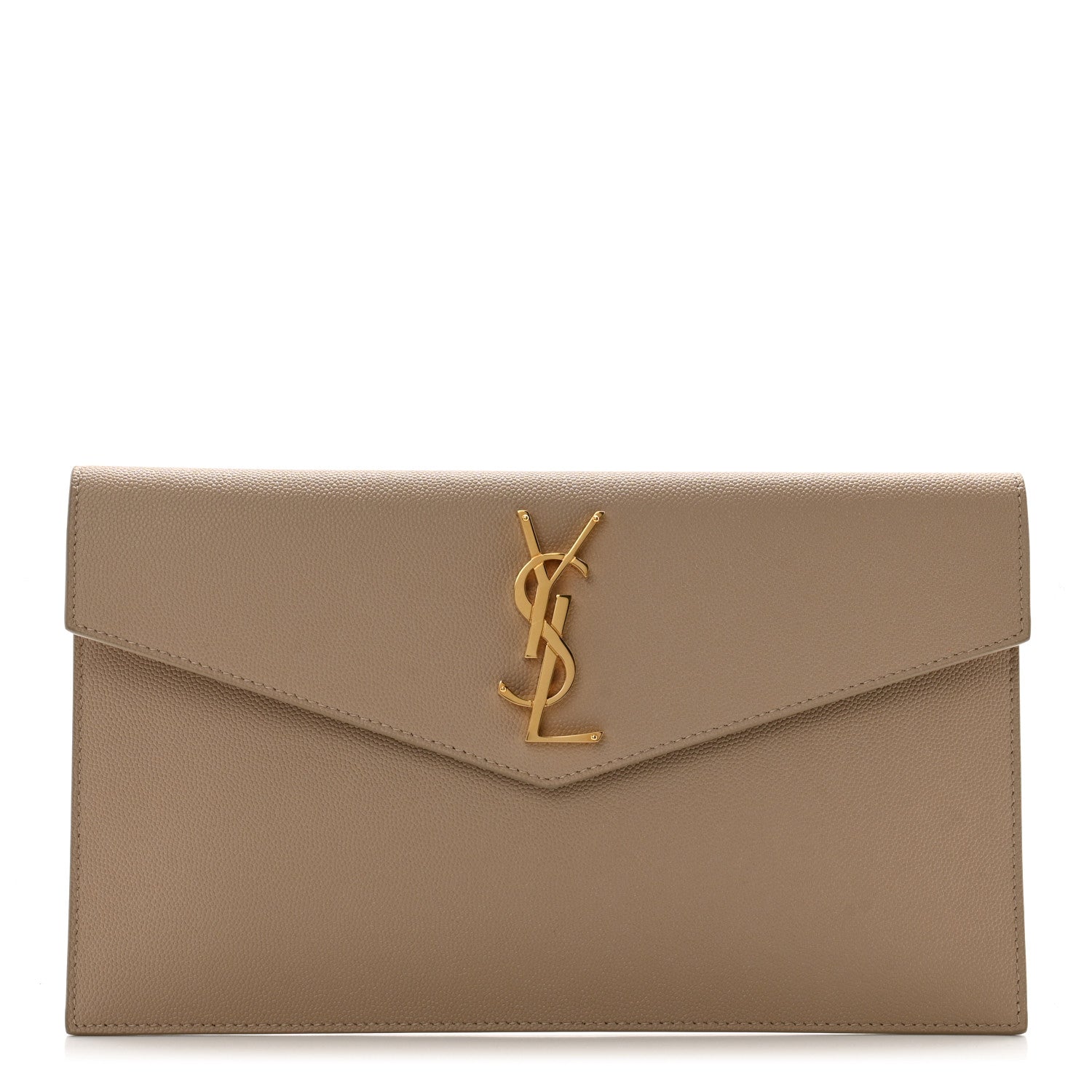 Saint Laurent Grain De Poudre Uptown Pouch Dark Beige 1 of 10