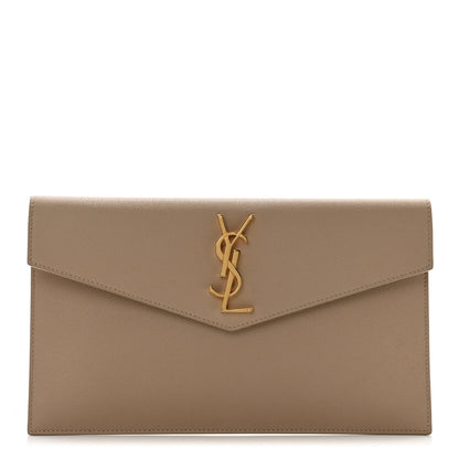 Saint Laurent Grain De Poudre Uptown Pouch Dark Beige 1 of 10