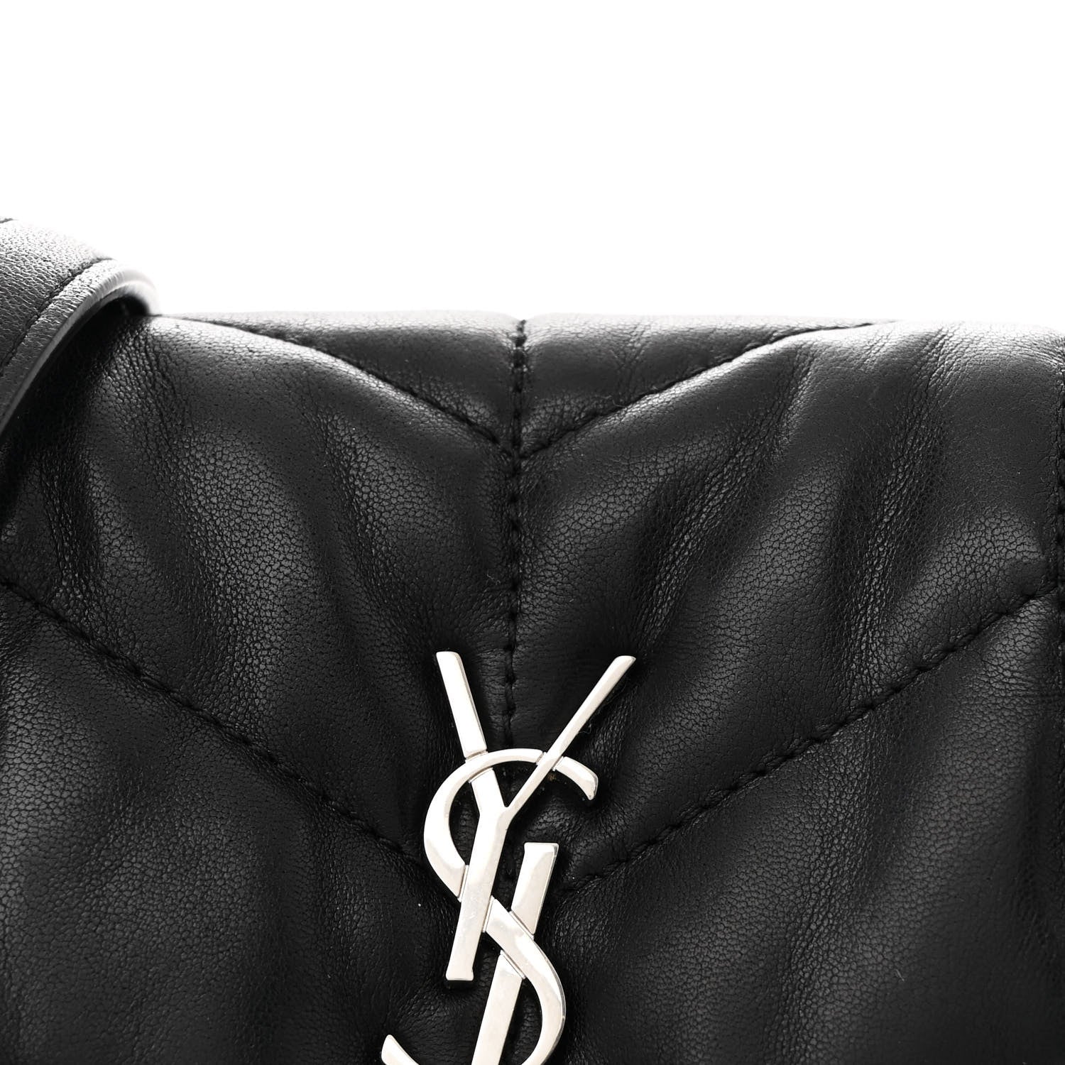 Saint Laurent Lambskin Quilted Toy Loulou Puffer Monogram Chain Satchel Black 8 of 10