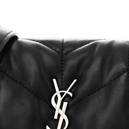 Saint Laurent Lambskin Quilted Toy Loulou Puffer Monogram Chain Satchel Black 8 of 10