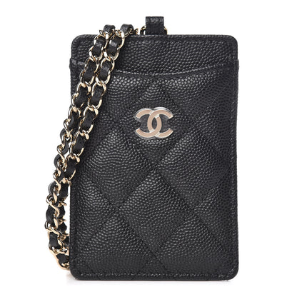 Chanel Caviar Quilted Card Holder On Chain Black 1 of 9