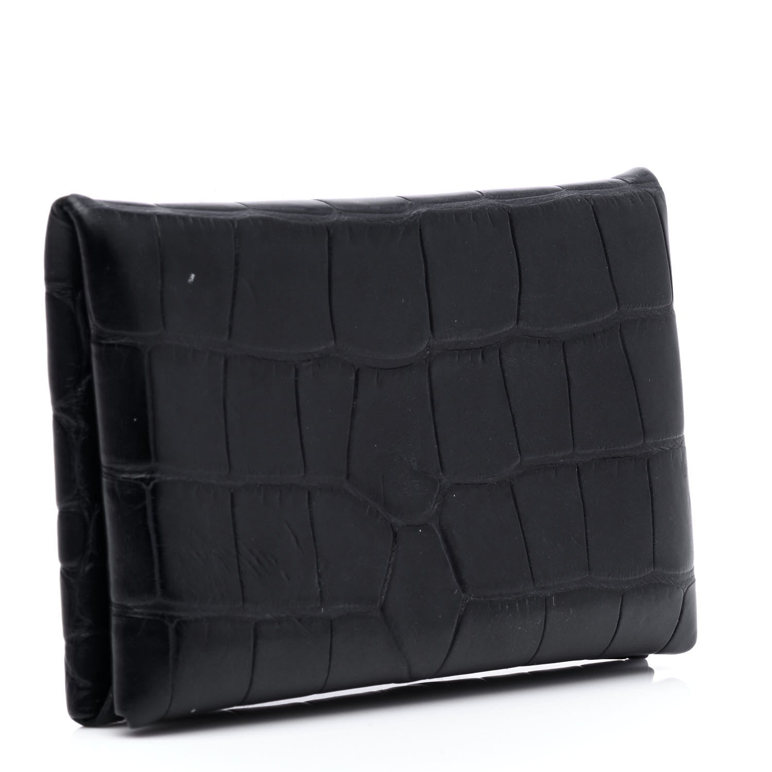 Hermes Matte Alligator Calvi Card Case Bleu Marine 2 of 5