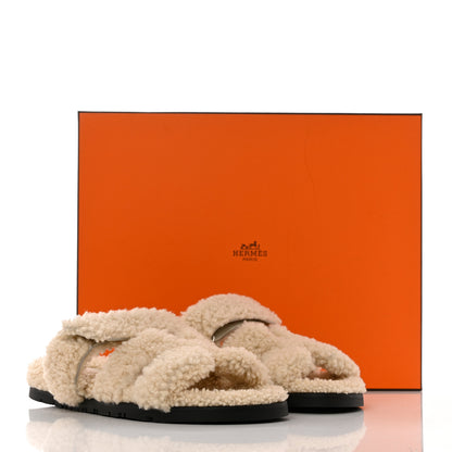 Hermes Woolskin Womens Chypre Sandals 39 Ecru 9 of 9