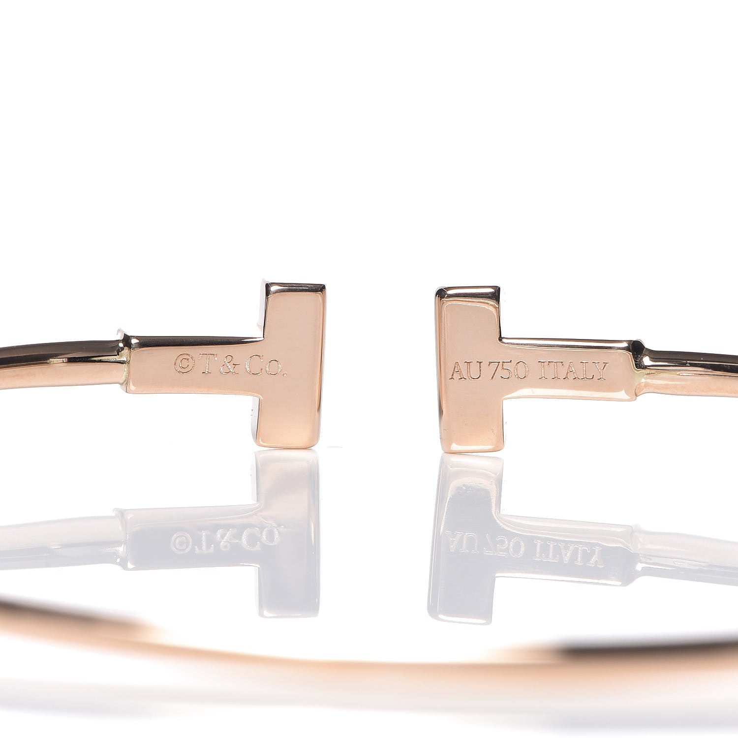 Tiffany 18K Rose Gold Narrow T Wire Bracelet 4 of 5