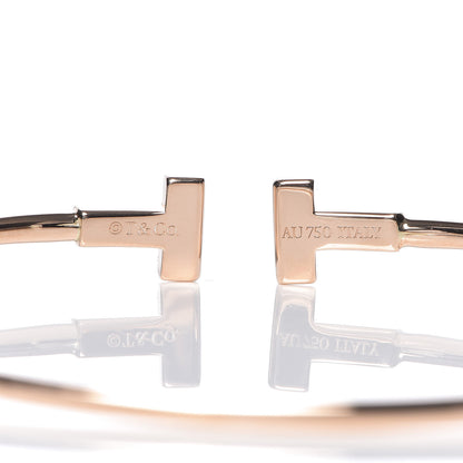 Tiffany 18K Rose Gold Narrow T Wire Bracelet 4 of 5