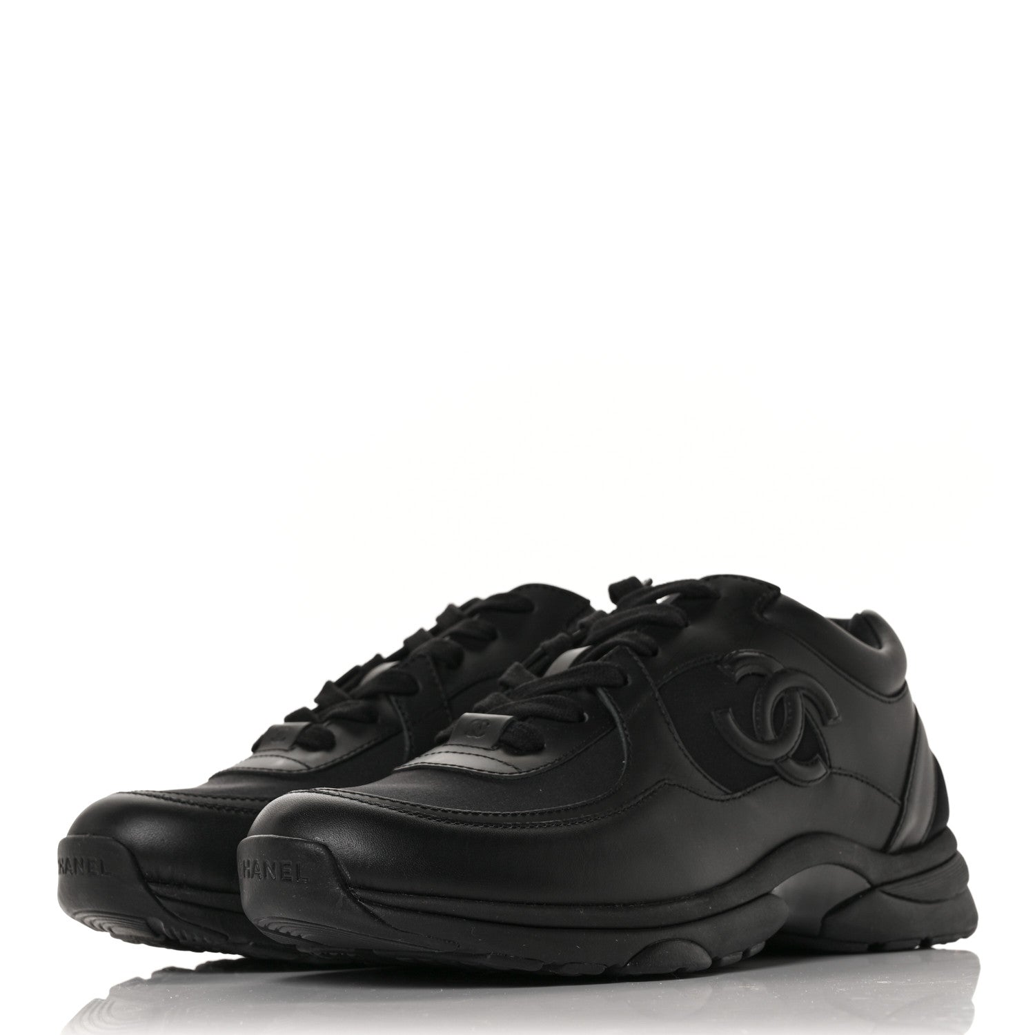 Chanel Calfskin Lambskin CC Uniform Sneakers 40 Black 3 of 7