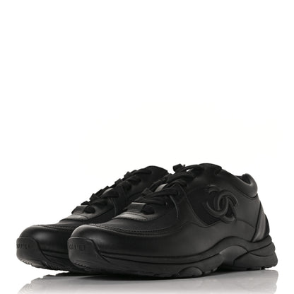 Chanel Calfskin Lambskin CC Uniform Sneakers 40 Black 3 of 7