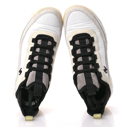 Chanel Velvet Calfskin Mixed Fibers CC Sneakers 38 White Gray Yellow 2 of 8