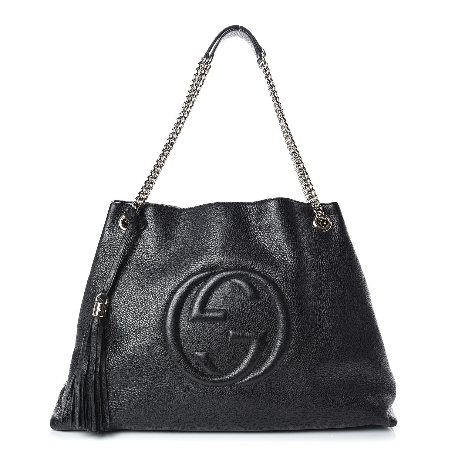 Gucci Pebbled Calfskin Large Soho Chain Shoulder Bag Black 1 of 13