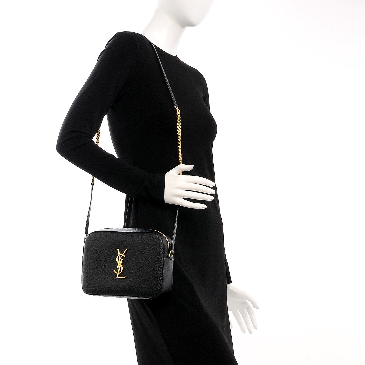 Saint Laurent Grain De Poudre Medium Classic Monogram Camera Bag Black 2 of 7