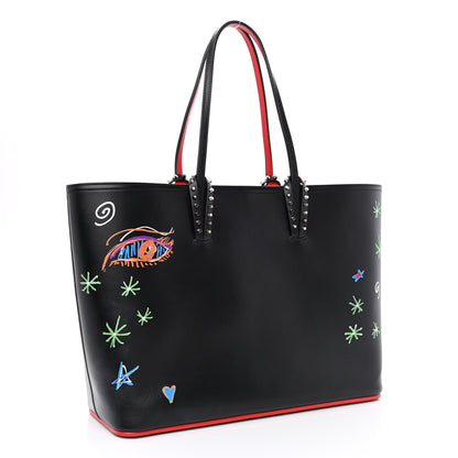 Christian Louboutin Calfskin Loubitag Spikes East West Cabata Tote Black 4 of 12