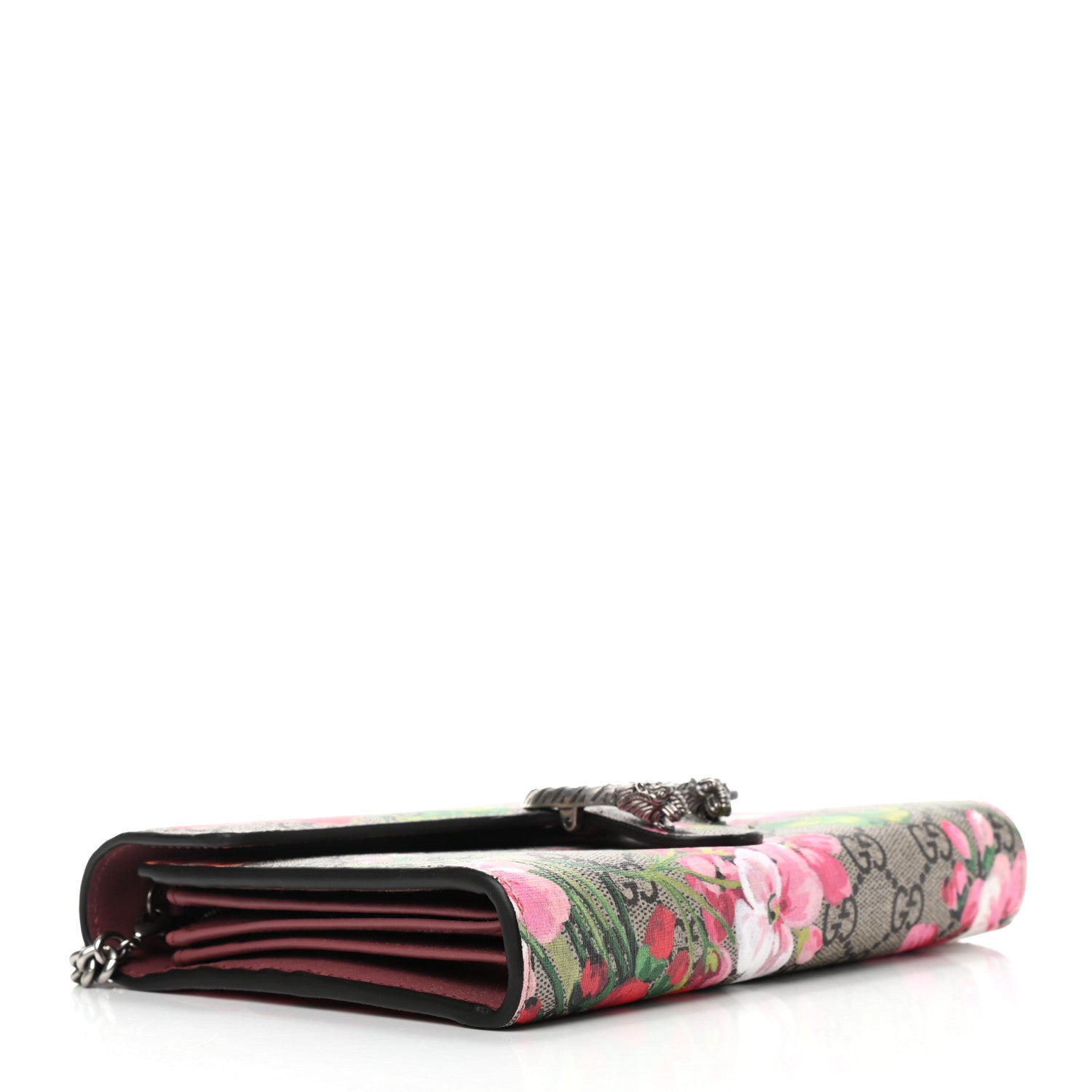 Gucci GG Supreme Monogram Blooms Mini Dionysus Chain Wallet Beige Multicolor Dry Rose 4 of 10