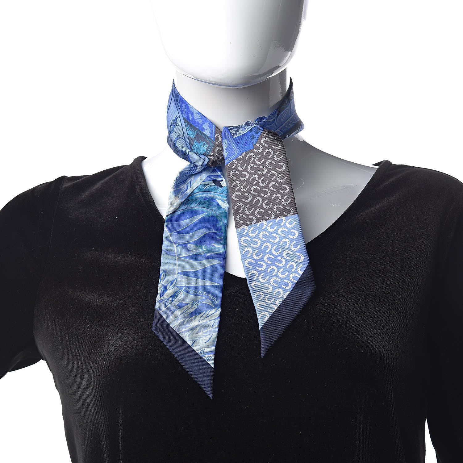 Hermes Silk Cheval Phoenix Twilly Marine Ciel Cobalt 2 of 5