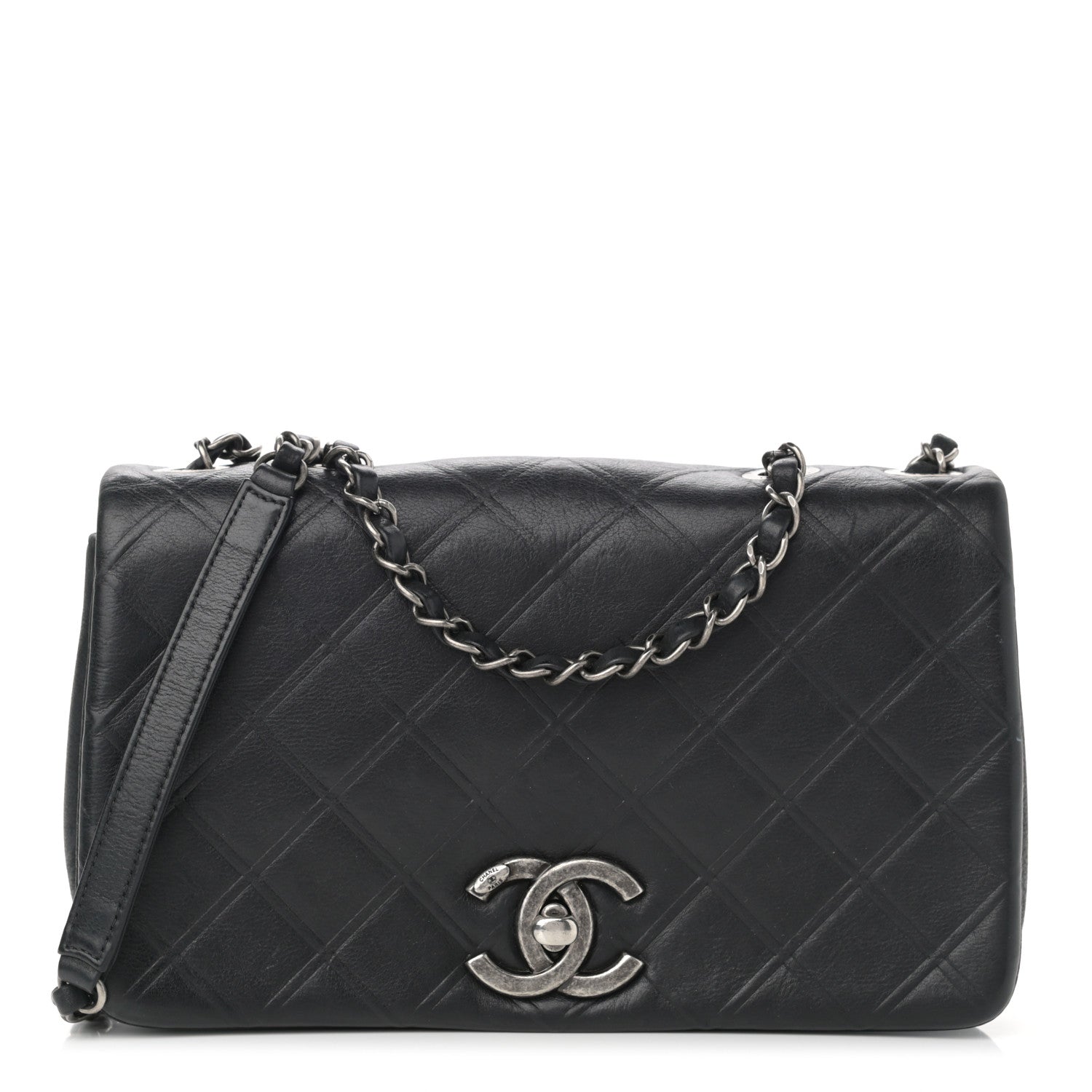 Chanel Calfskin Diamond Embossed New Chic Flap Black 1 of 11