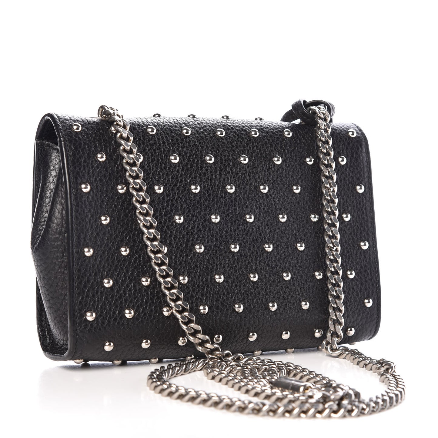 Calfskin Small Studded Miss Bamboo Shoulder Bag Black