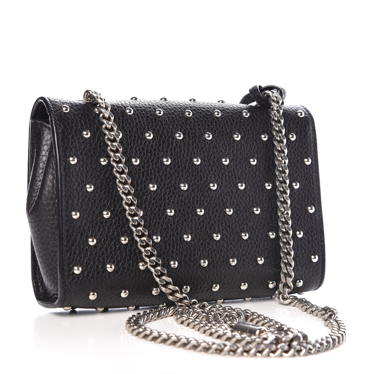 Gucci Calfskin Small Studded Miss Bamboo Shoulder Bag Black 3 of 9