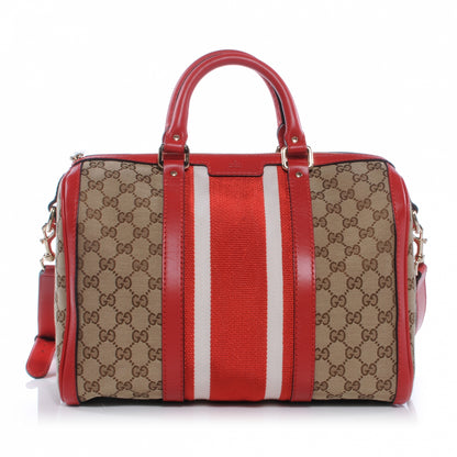 Gucci Monogram Vintage Web Medium Boston Red 1 of 8