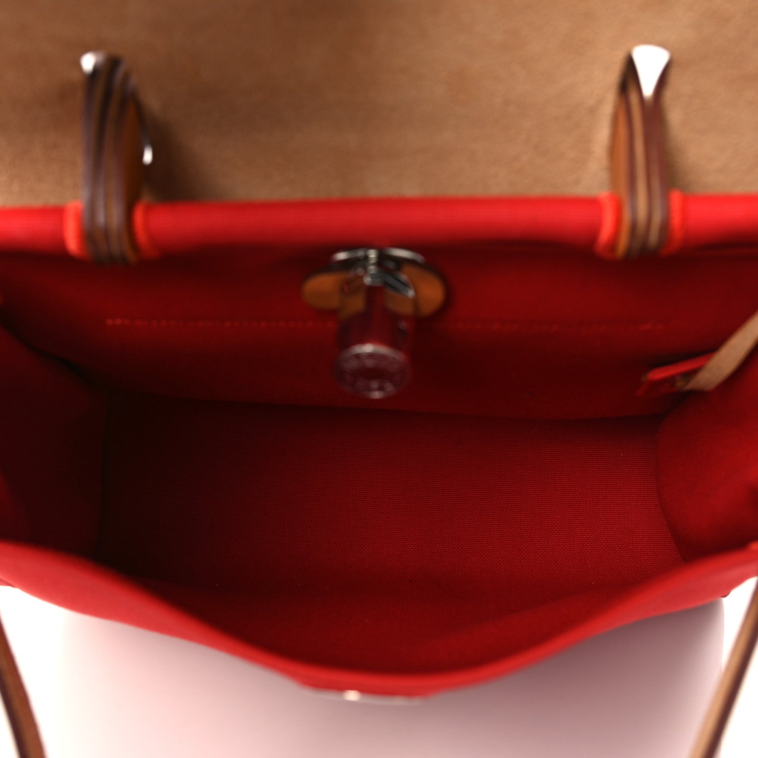 Hermes Vache Hunter Toile Herbag Zip 31 PM Rouge Tomate Natural 6 of 11