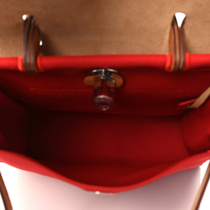 Hermes Vache Hunter Toile Herbag Zip 31 PM Rouge Tomate Natural 6 of 11