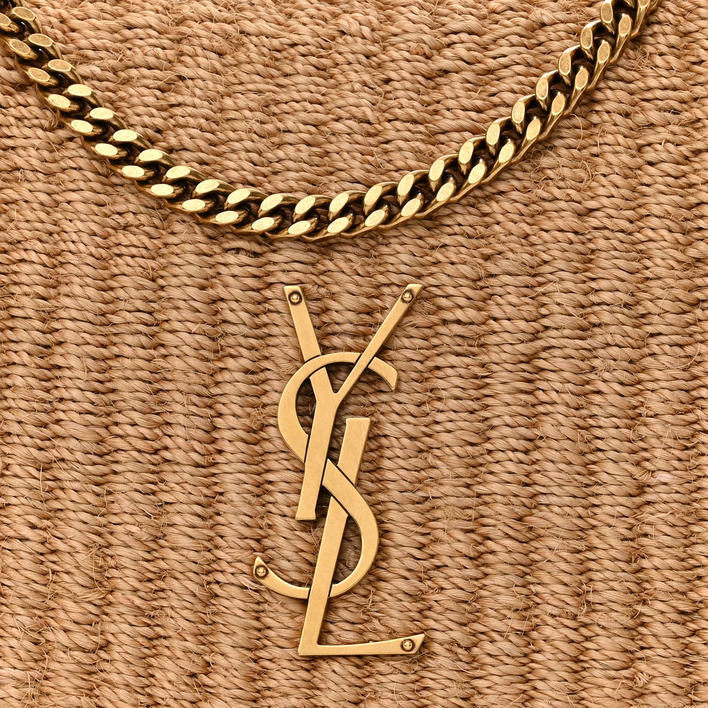 Raffia Medium Monogram Kate Satchel Natural