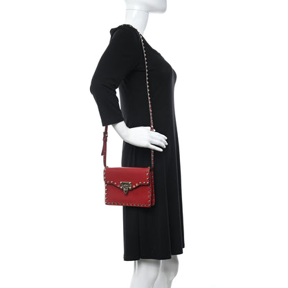 Valentino Garavani Pebbled Calfskin Medium Rockstud Flip Lock Crossbody Bag Red 2 of 10