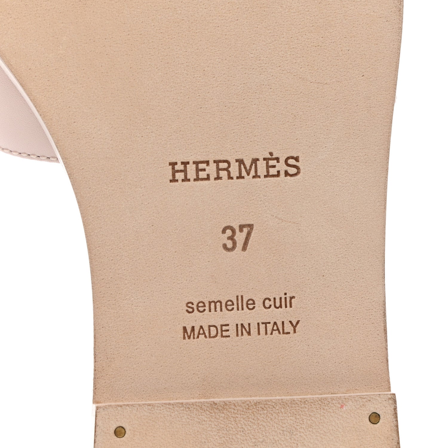 Hermes Box Calfskin Oran Sandals 37 Rose Pale 6 of 9