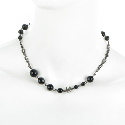 Chanel Ruthenium Bead CC Necklace Black 2 of 3