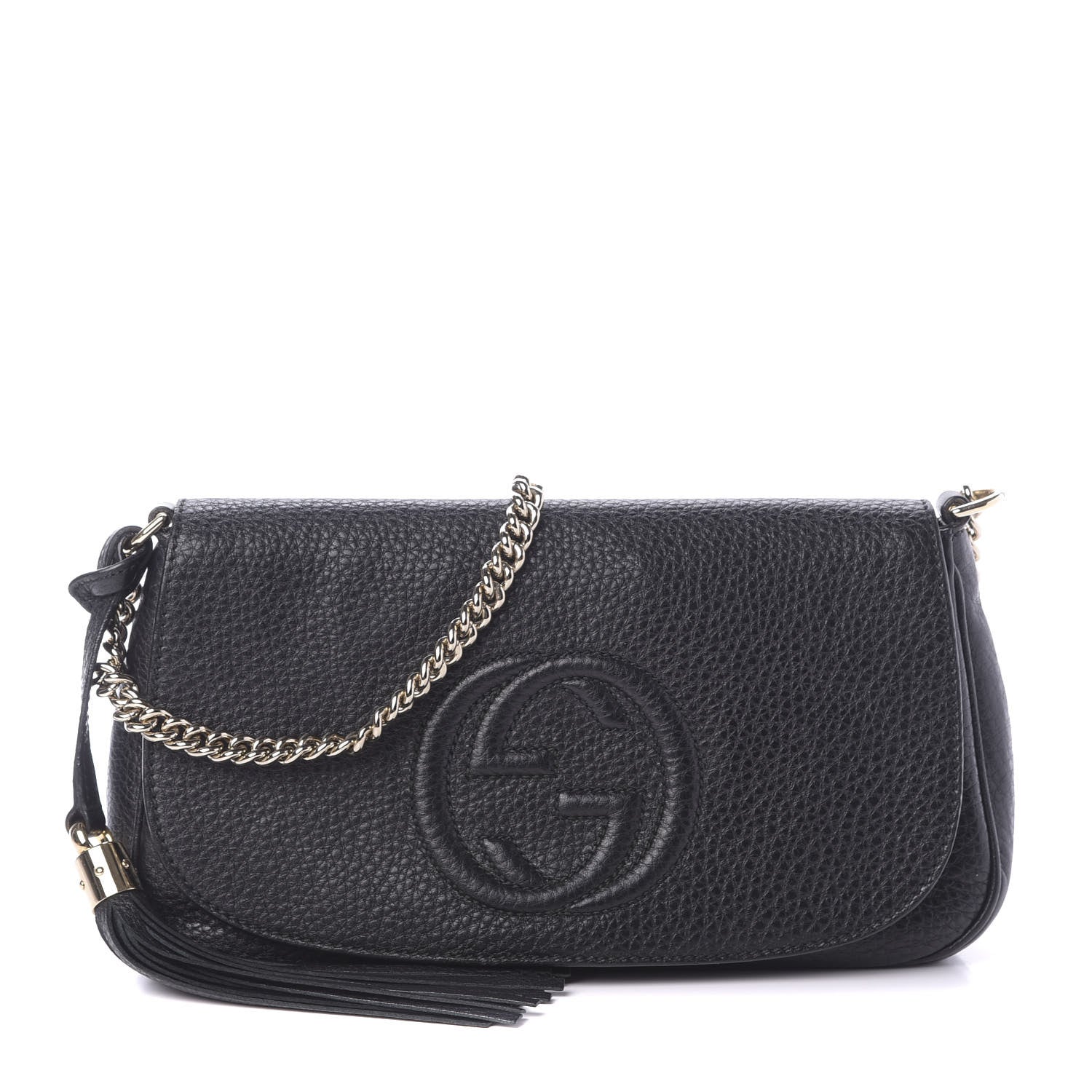 Gucci Pebbled Calfskin Medium Soho Flap Crossbody Black 1 of 9