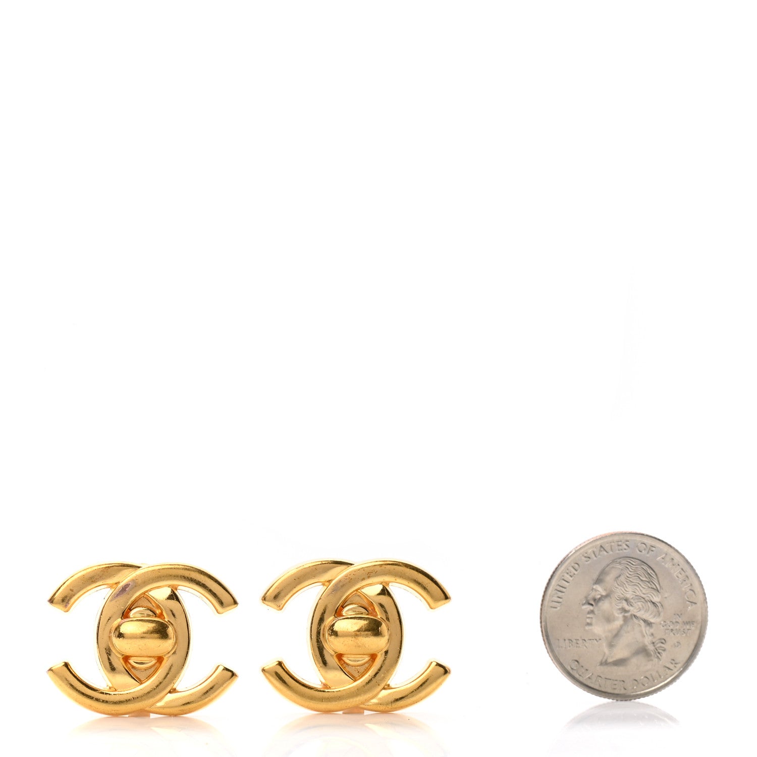 Chanel Metal CC Turnlock Clip On Earrings Gold 2 of 4