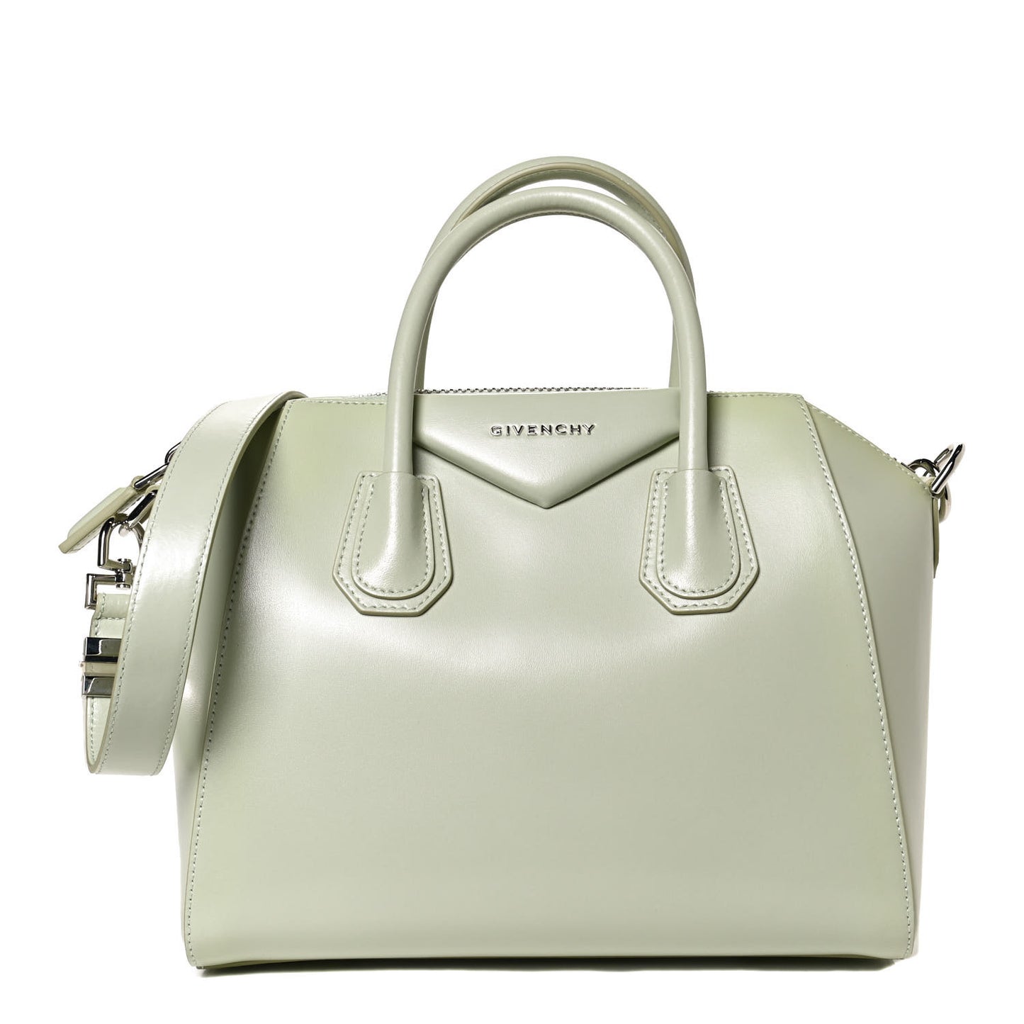 Shiny Lord Calfskin Small Antigona Aqua Green