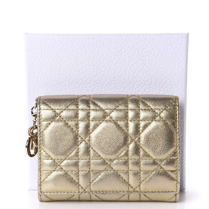 Christian Dior Metallic Lambskin Cannage Lady Dior Wallet Gold 11 of 11