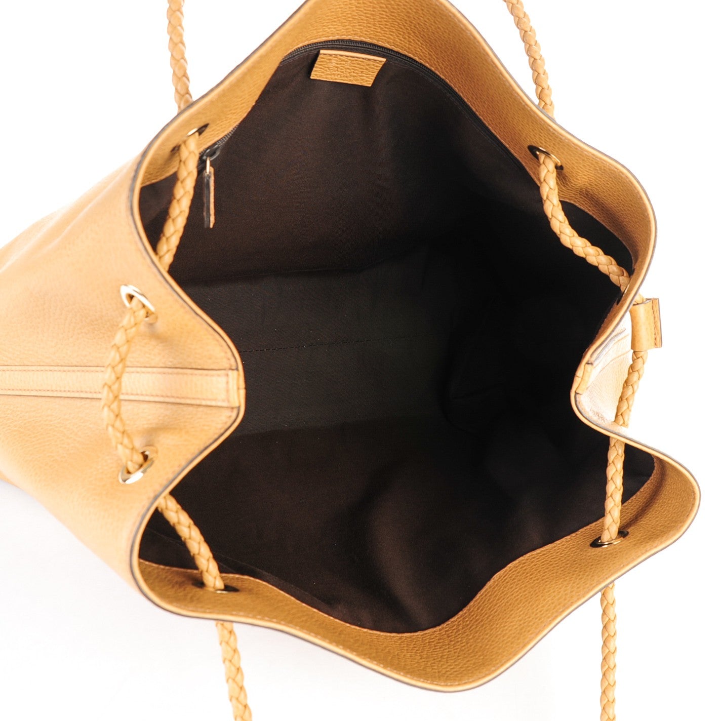 Calfskin Large Gifford Braided Handle Tote Camel