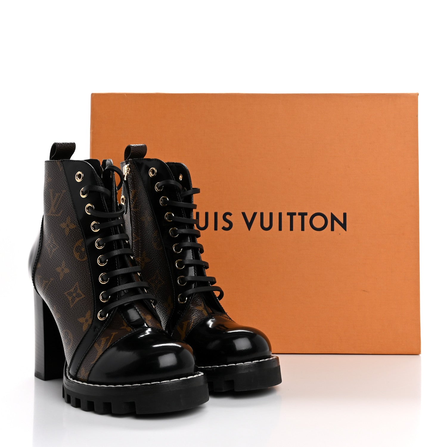 Louis Vuitton Patent Calfskin Monogram Star Trail Ankle Boots 37 Black 10 of 10