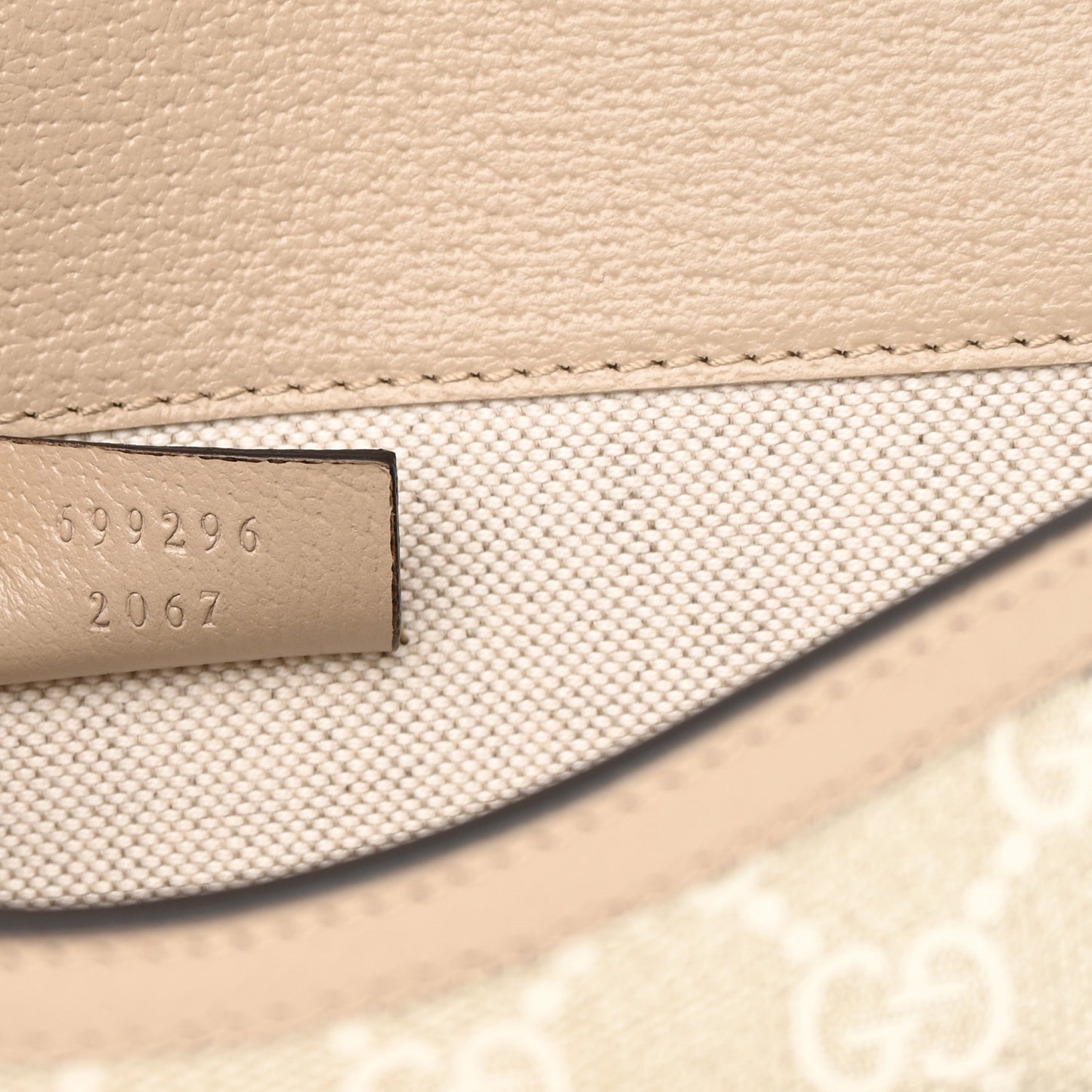 GG Supreme Monogram Textured Dollar Calfskin Mini Horsebit 1955 Shoulder Bag Beige Mystic White Oatmeal