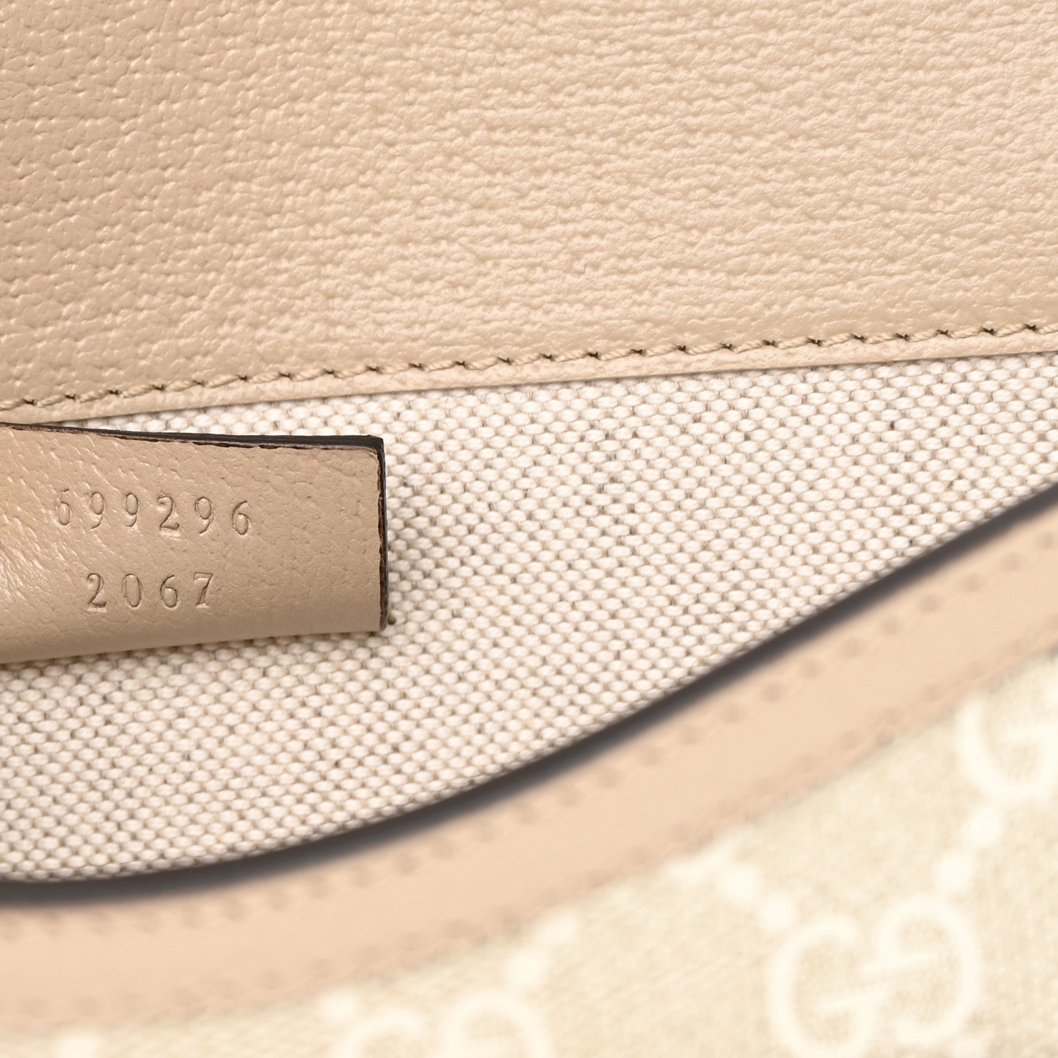 Gucci GG Supreme Monogram Textured Dollar Calfskin Mini Horsebit 1955 Shoulder Bag Beige Mystic White Oatmeal 7 of 11
