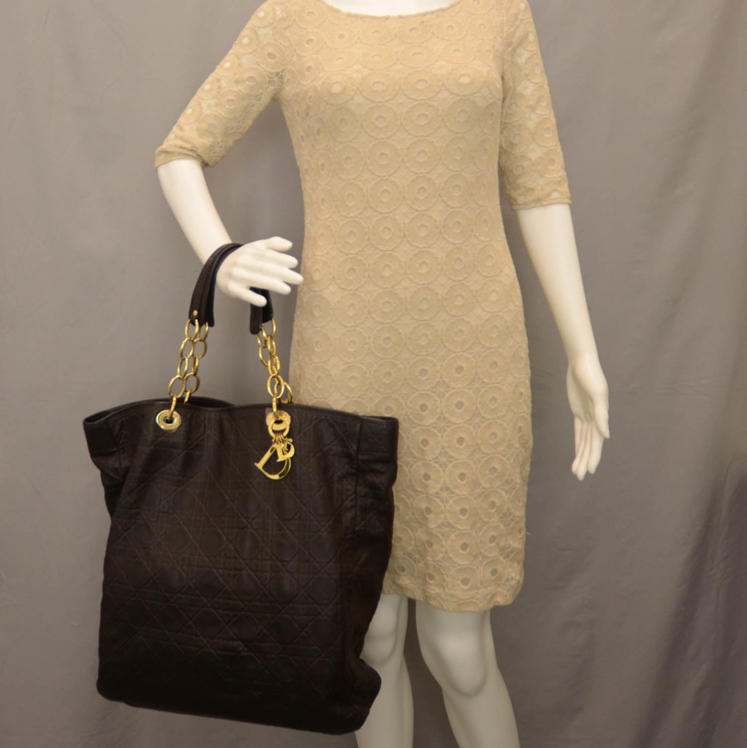 Christian Dior Lambskin Cannage Shopper Tote Black 2 of 8