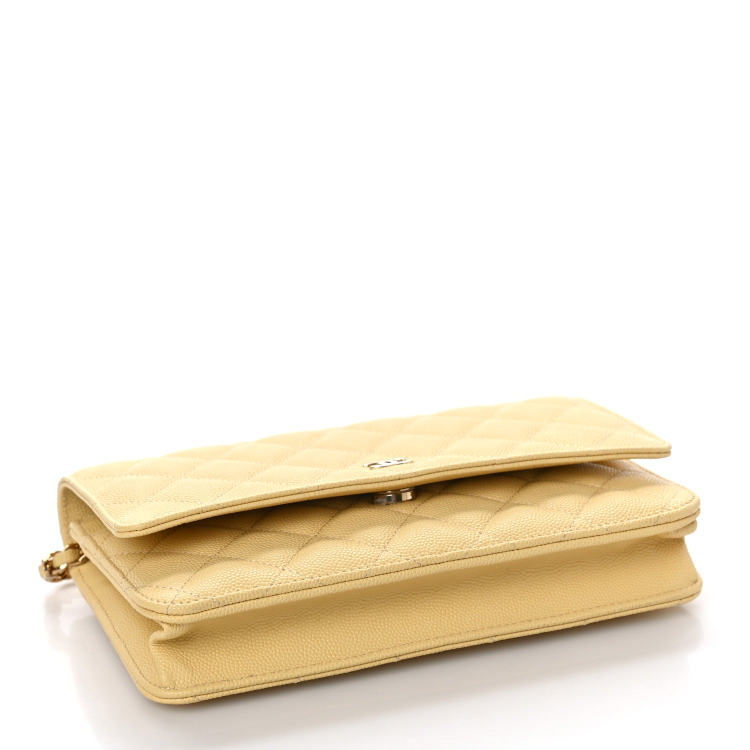 Chanel Caviar Quilted Wallet on Chain WOC Yellow 4 of 10