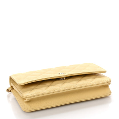 Chanel Caviar Quilted Wallet on Chain WOC Yellow 4 of 10