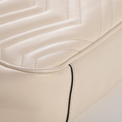 Gucci Calfskin Matelasse Medium GG Marmont Chain Shoulder Bag Mystic White 8 of 11