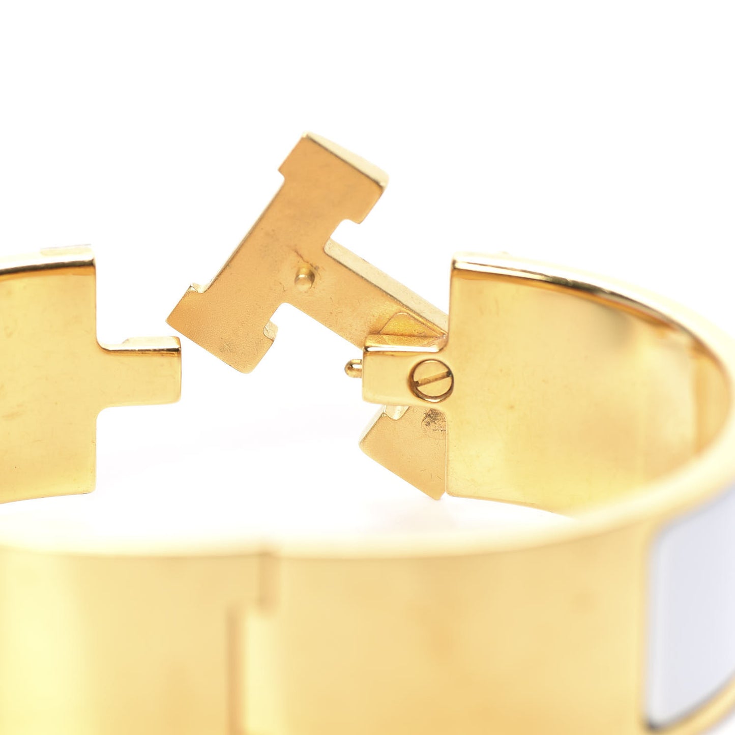 Enamel Wide Clic Clac H Bracelet GM White