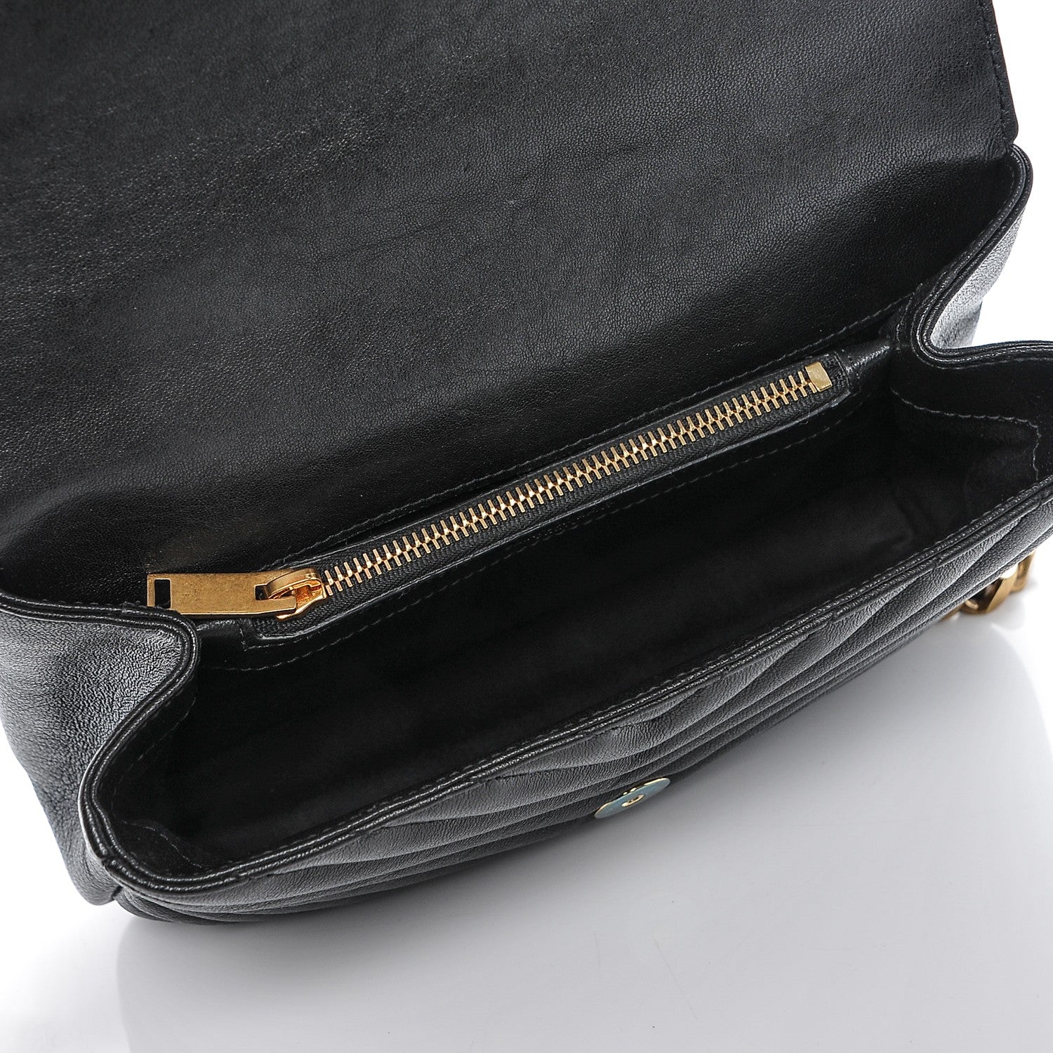 Saint Laurent Sheepskin Matelasse Chevron Monogram Medium College Bag Black 8 of 8