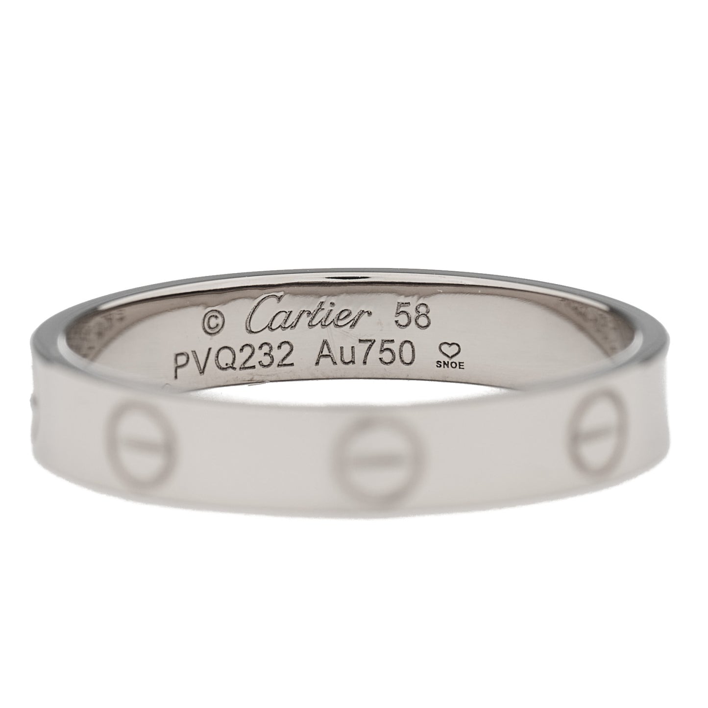 18K White Gold 3.5mm LOVE Wedding Band Ring 58 8.5