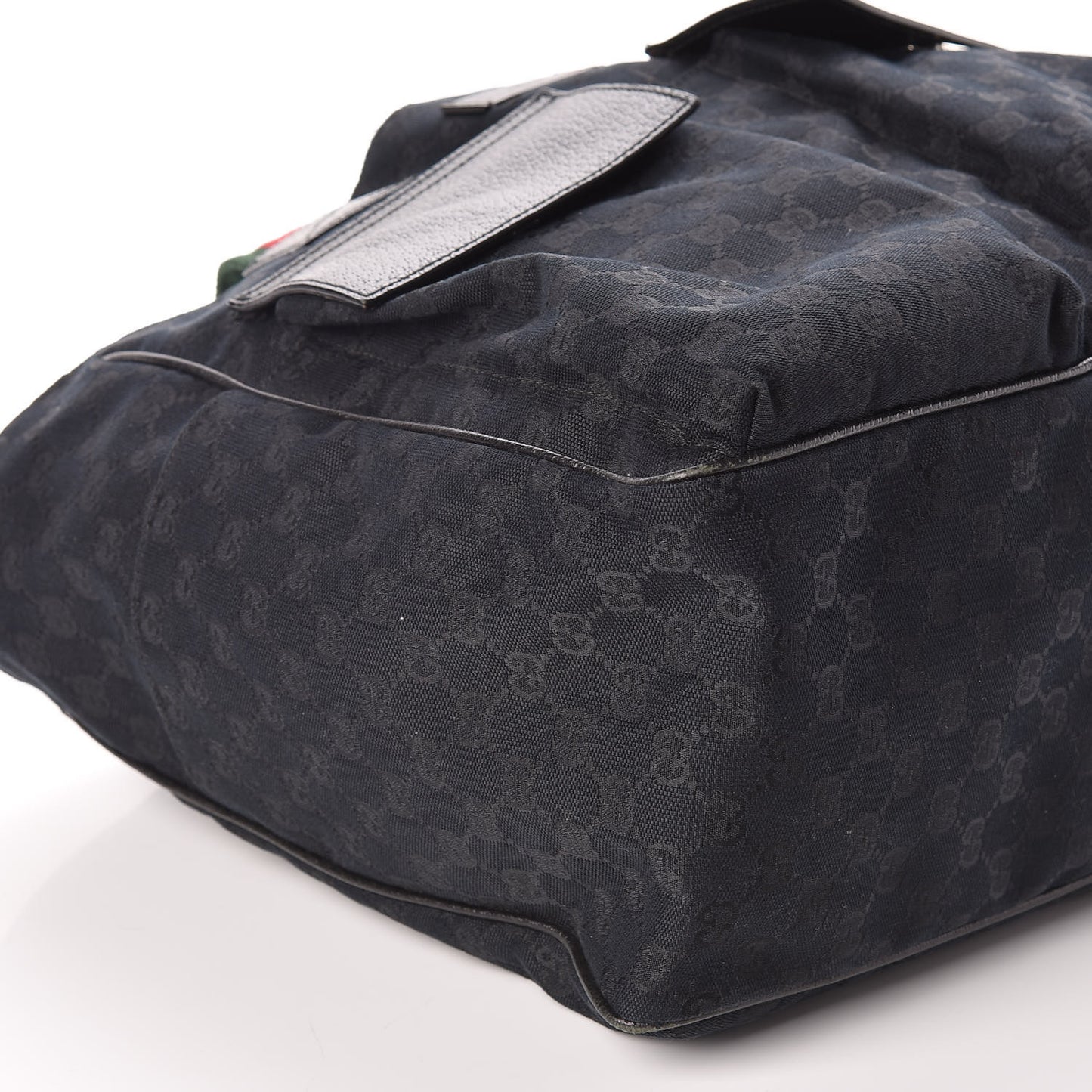 GG Monogram Medium Web Handle Double Pocket Tote Black