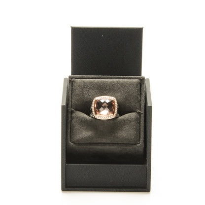 David Yurman Sterling Silver 18K Rose Gold Diamond Morganite 14mm Albion Ring 54 7 5 of 6
