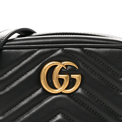Gucci Calfskin Matelasse Mini GG Marmont Chain Shoulder Bag Black 8 of 10