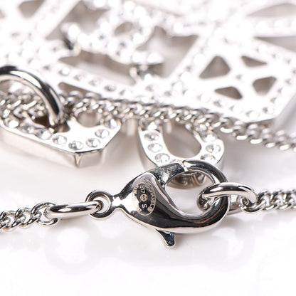 Chanel Crystal CC Pendant Necklace Silver 5 of 6